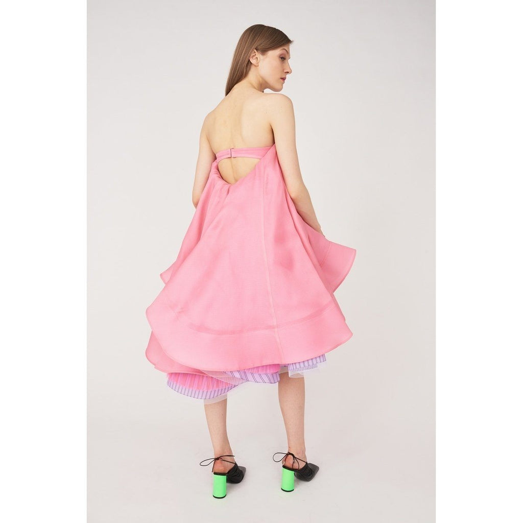 Robe Courte Soie Gazar Nattee - Bubblegum