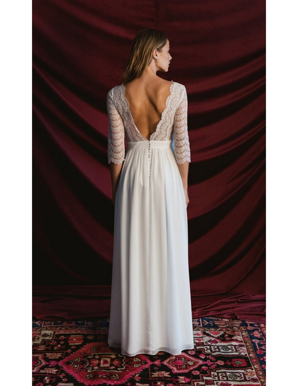 Robe De Mariée Joséphine Avec Traine - Blanc