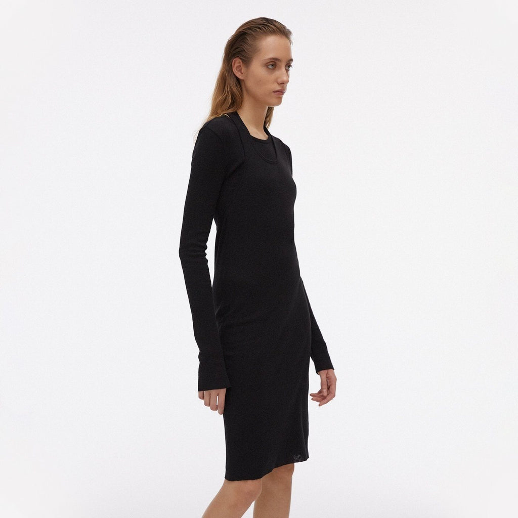 Robe Double À Manches Longues - Noir - Femme