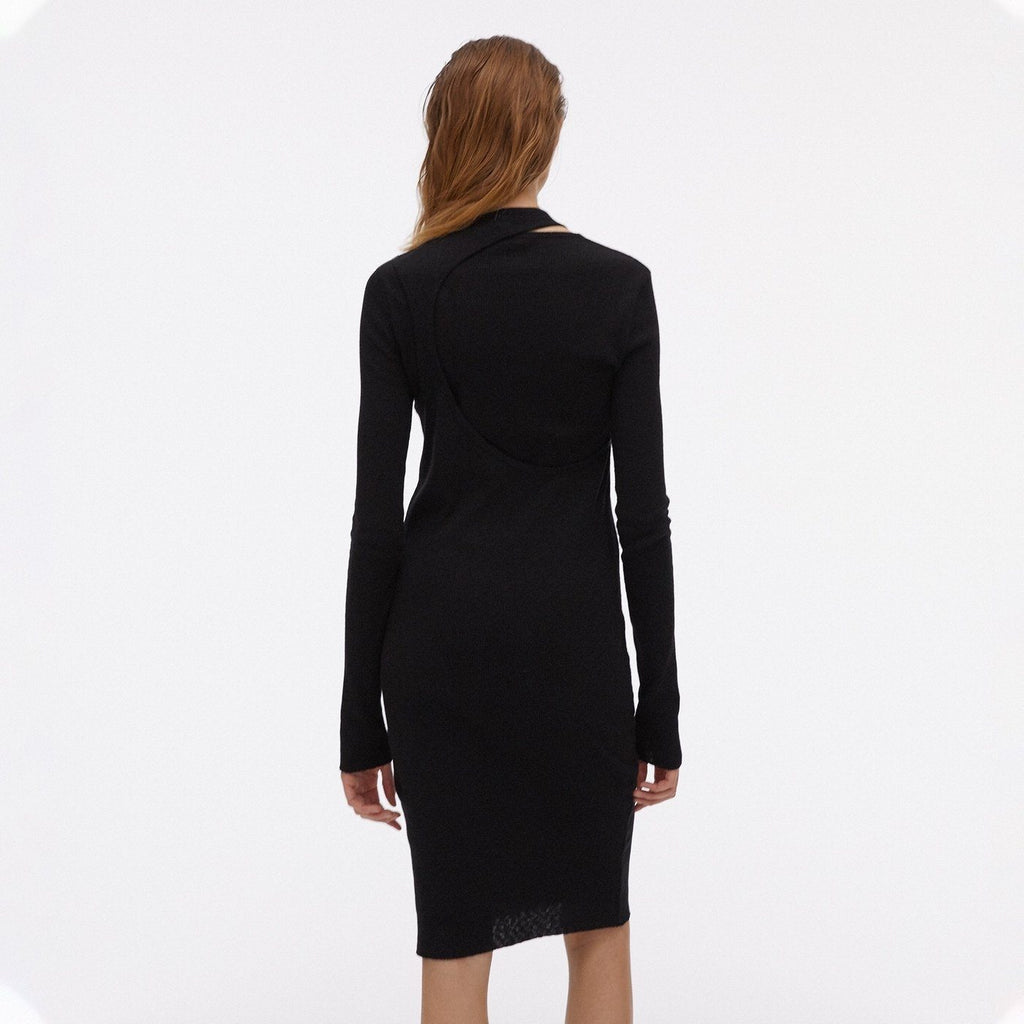 Robe Double À Manches Longues - Noir - Femme