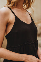 Robe Érin Noir Coton - Saaj Paris - The Bradery