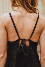 Robe Érin Noir Coton - Saaj Paris - The Bradery
