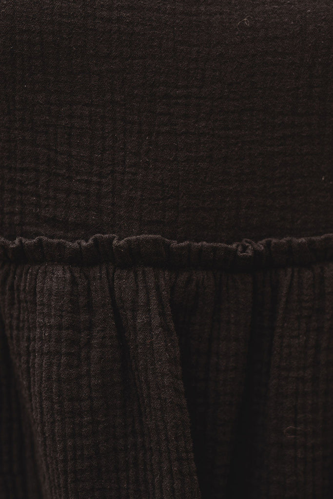 Robe Érin Noir Coton - Saaj Paris - The Bradery