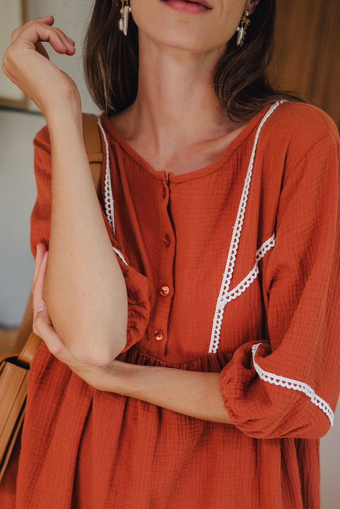 ROBE LILI AMBRE COTON - Saaj Paris - The Bradery