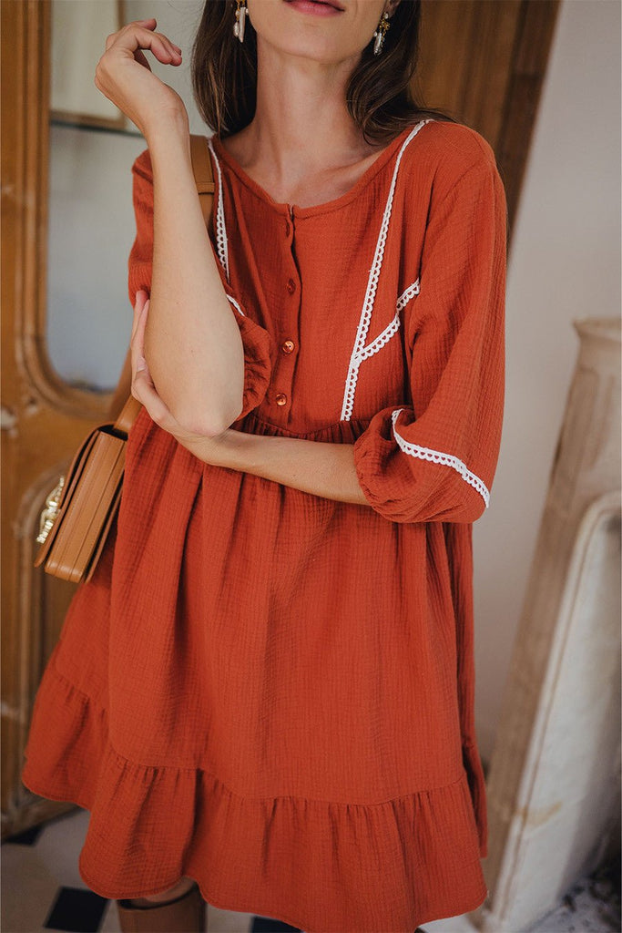 ROBE LILI AMBRE COTON - Saaj Paris - The Bradery