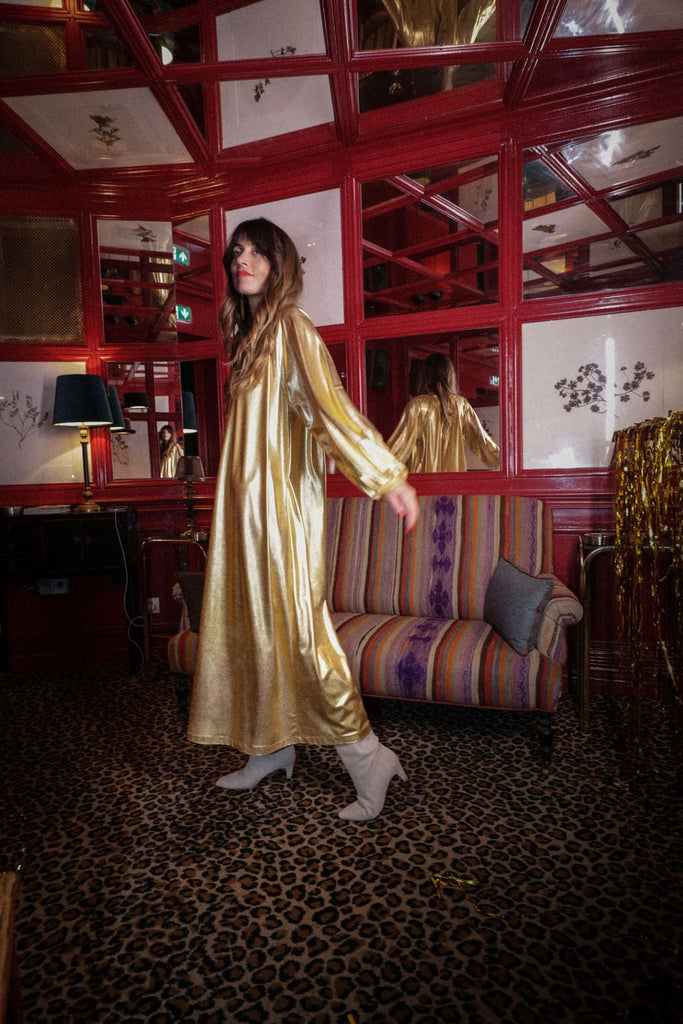 Robe Longue Penelope - Gold - Plume Paris - The Bradery
