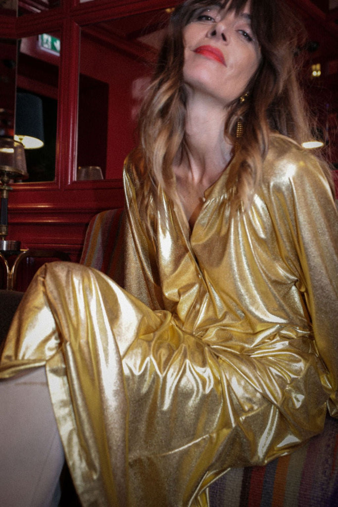 Robe Longue Penelope - Gold - Plume Paris - The Bradery