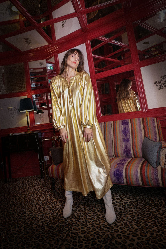 Robe Longue Penelope - Gold - Plume Paris - The Bradery