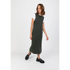 Robe Longue Sans Manche Orlaith Vert Sombre, 100% Cachemire, 2 Fils, 1-1 Cardigan, 296Gr - Femme - Perfect Cashmere - The Bradery