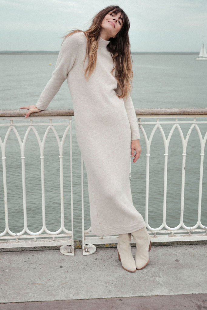 Robe Maille Uma - Beige Chiné - Plume Paris - The Bradery