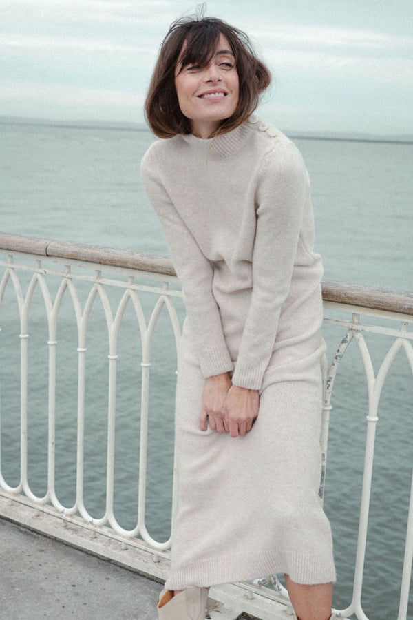 Robe Maille Uma - Beige Chiné - Plume Paris - The Bradery