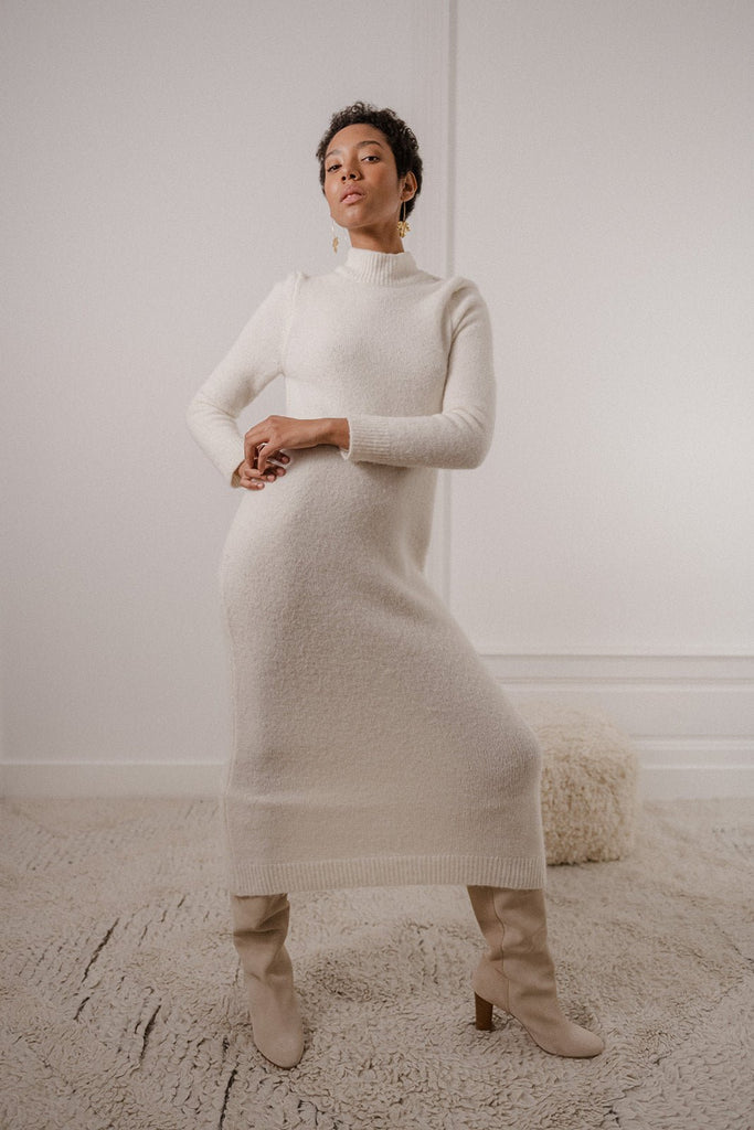 Robe Maille Uma - Écru - Plume Paris - The Bradery