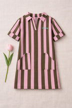 Robe Romane Maxi Rayures - Enfant Fille - Old Pink & Olive