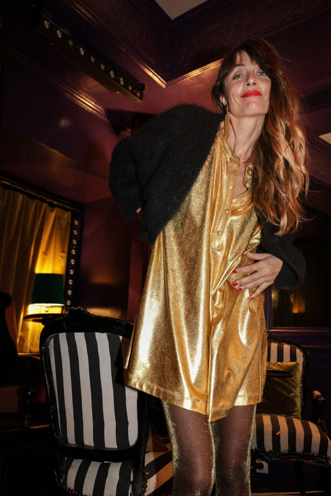 Robe Servanne - Gold - Plume Paris - The Bradery