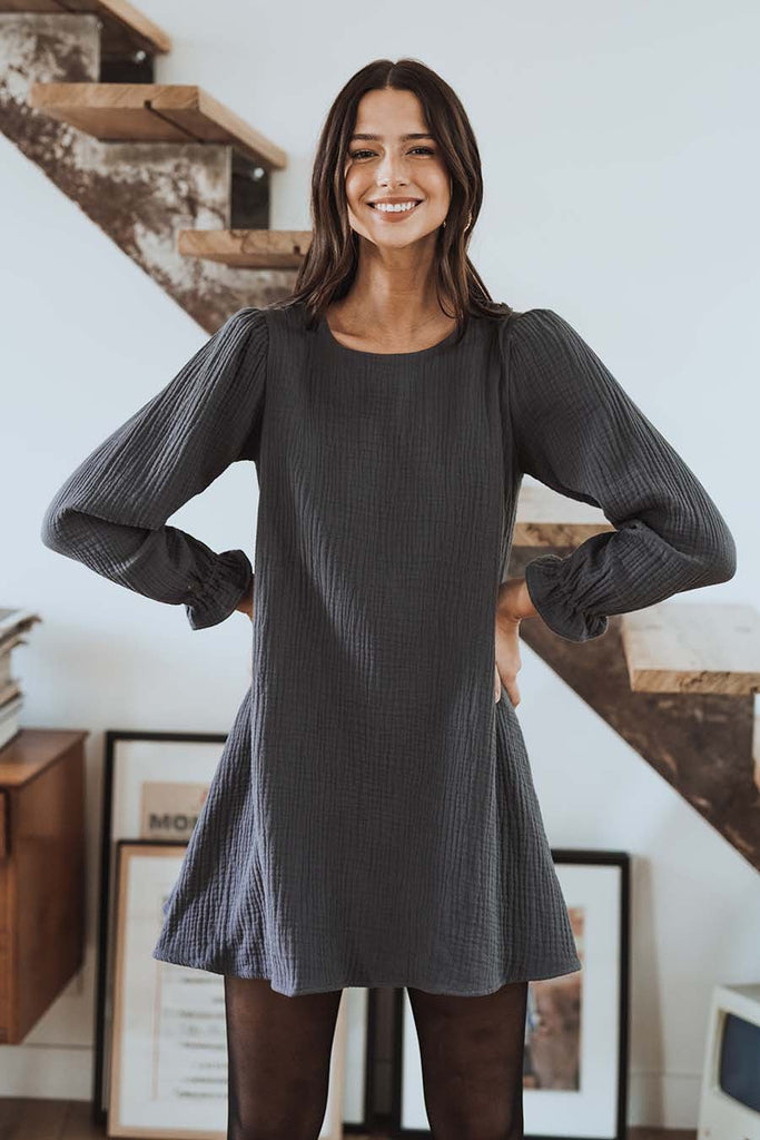 Robe Tess Gris Coton - Saaj Paris - The Bradery