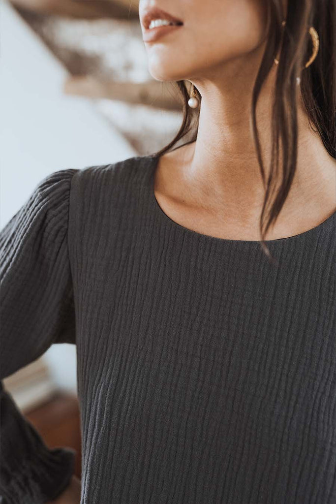 Robe Tess Gris Coton - Saaj Paris - The Bradery