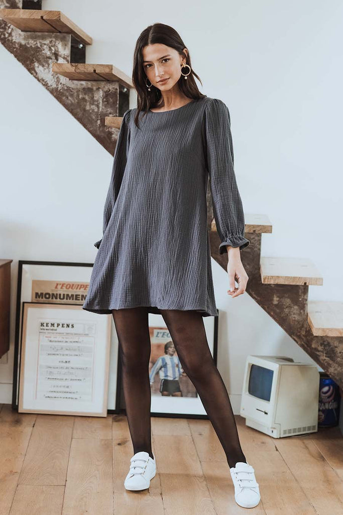 Robe Tess Gris Coton - Saaj Paris - The Bradery