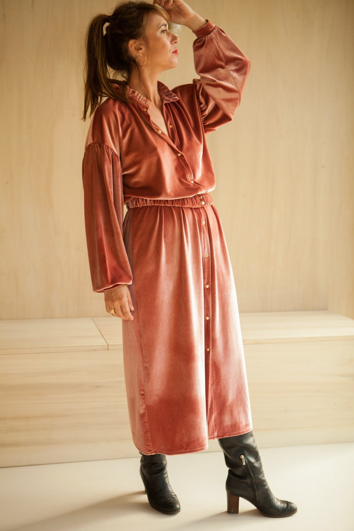 Robe Tilda - Velours Bois De Rose - Femme