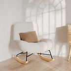 rocking chair alvin en tissu boucle blanc casse pieds bois