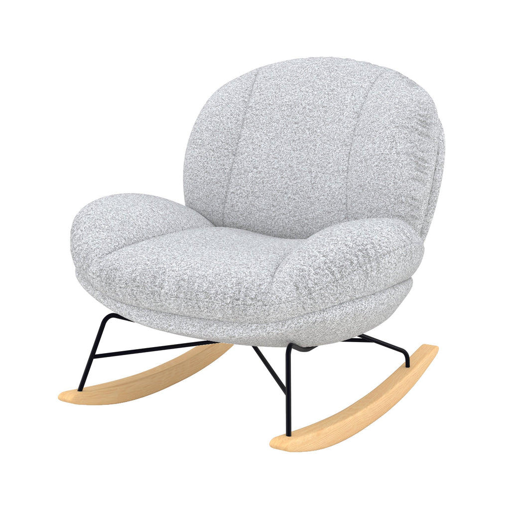 rocking chair en tissu bouclette gris chine ricci fond blanc