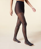 Collant Eternel Fleurs Dorees - Noir