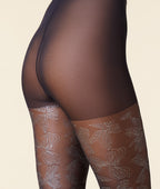 Collant Eternel Fleurs Dorees - Noir