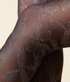Collant Eternel Fleurs Dorees - Noir