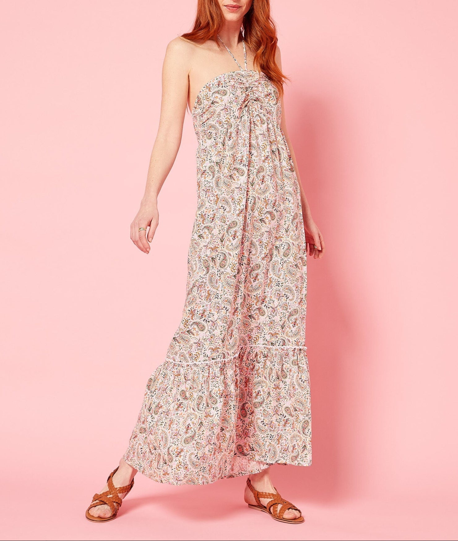 Robe Candice Print - Imp Fd Corail