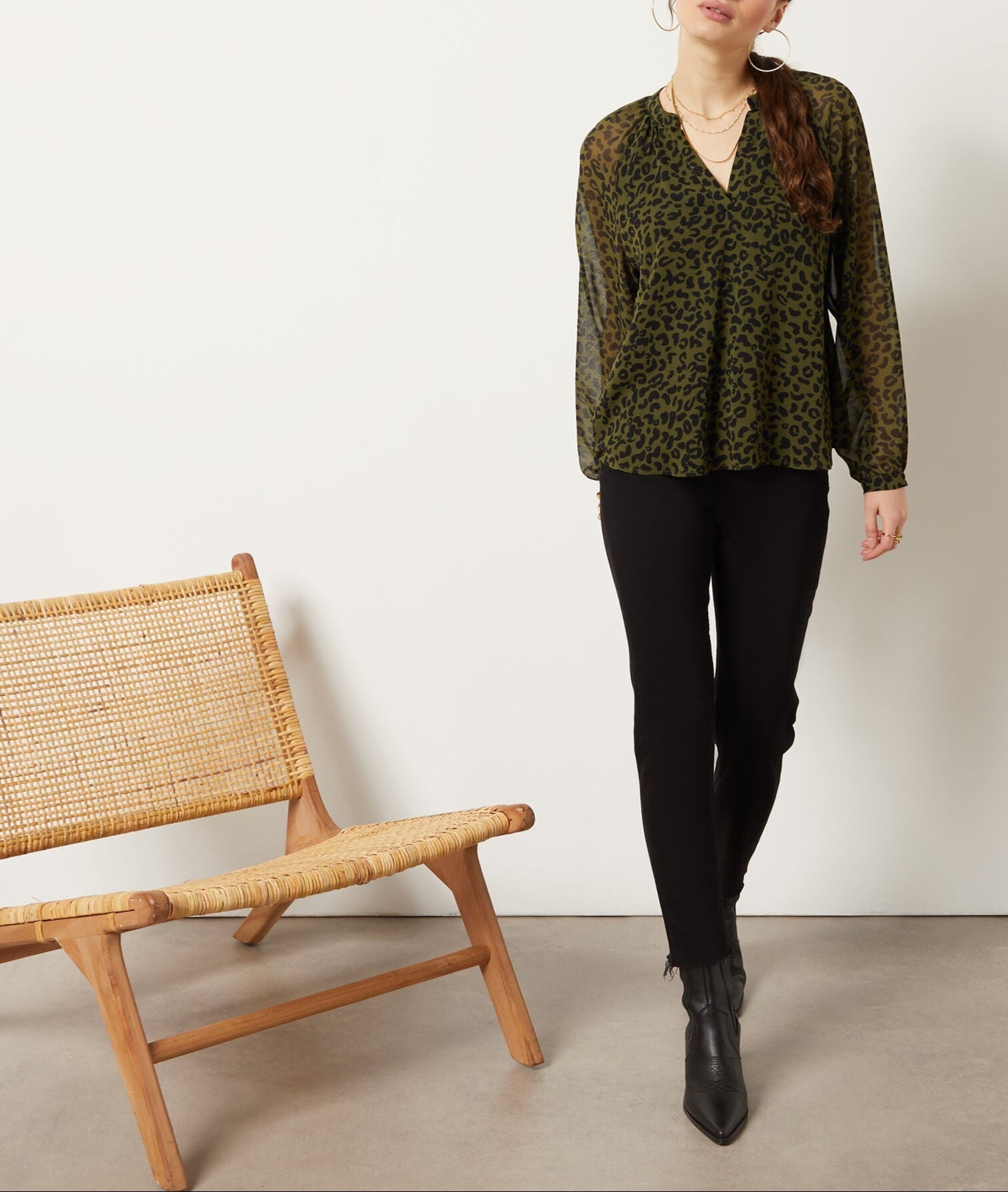 Blouse Babette Print - Imp Fd Noir
