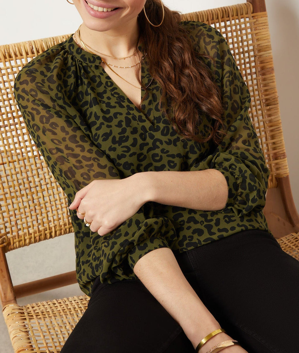 Blouse Babette Print - Imp Fd Noir