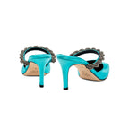 Roxana Aqua Mules Pump with braided strap, stylish high heels in vibrant aqua blue, perfect for elegant occasions.