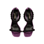 Roxana Disco High-Heel Ankle Sandal in iridescent leather with braided straps, showcasing a 90mm stiletto heel.