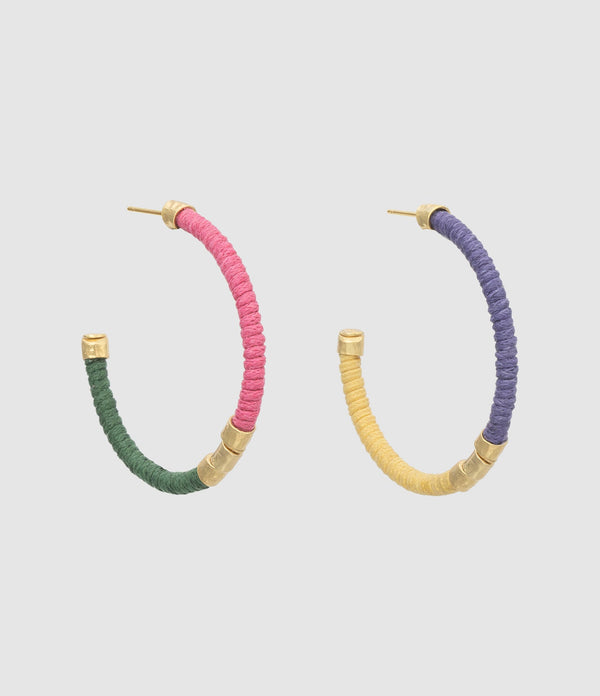 Sonia Rykiel - Créoles Colorblock Tribal Pm Cordons Bicolores - Femme