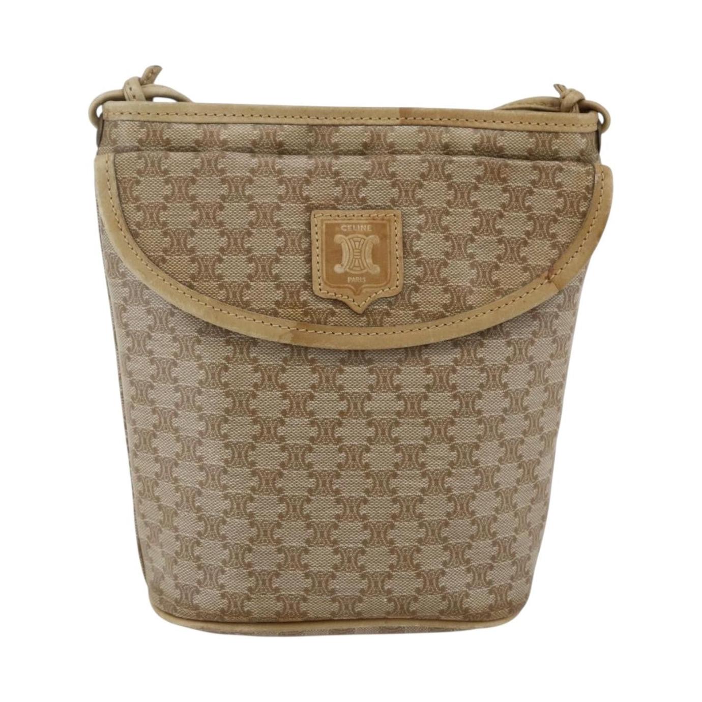 Celine Vintage Macadam Shoulder Bag Canvas Medium