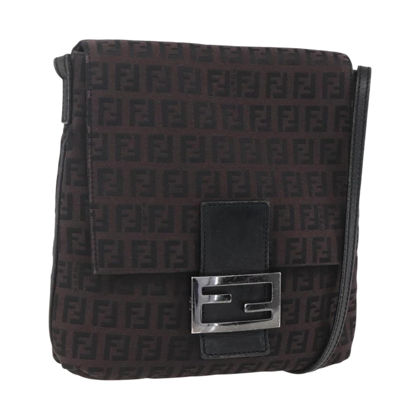 Fendi Vintage Flap Crossbody Bag Zucchino Canvas Small