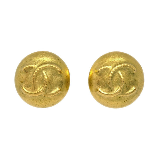 Chanel Vintage CC Round Clip-On Earrings Metal Small