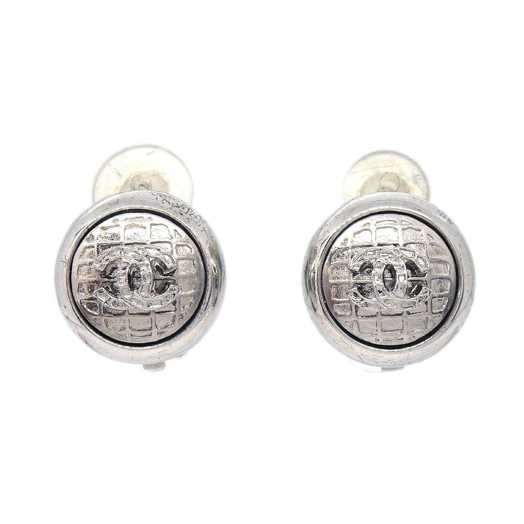 Chanel Vintage CC Round Clip-On Earrings Metal Small