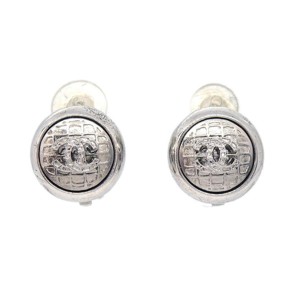 Chanel Vintage CC Round Clip-On Earrings Metal Small