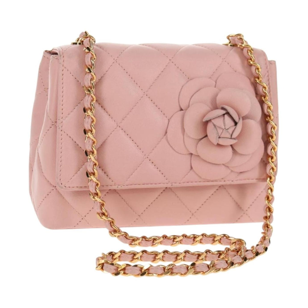 Chanel Vintage Camellia Flap Bag Quilted Lambskin Micro