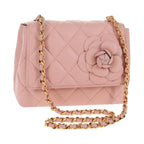 Chanel Vintage Camellia Flap Bag Quilted Lambskin Micro