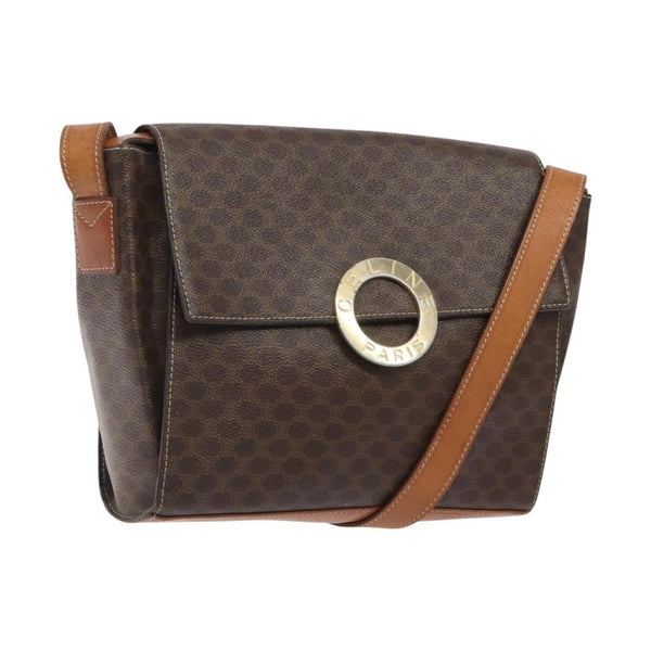 Celine Vintage Macadam Circle Logo Shoulder Bag Canvas and Leather Product Image