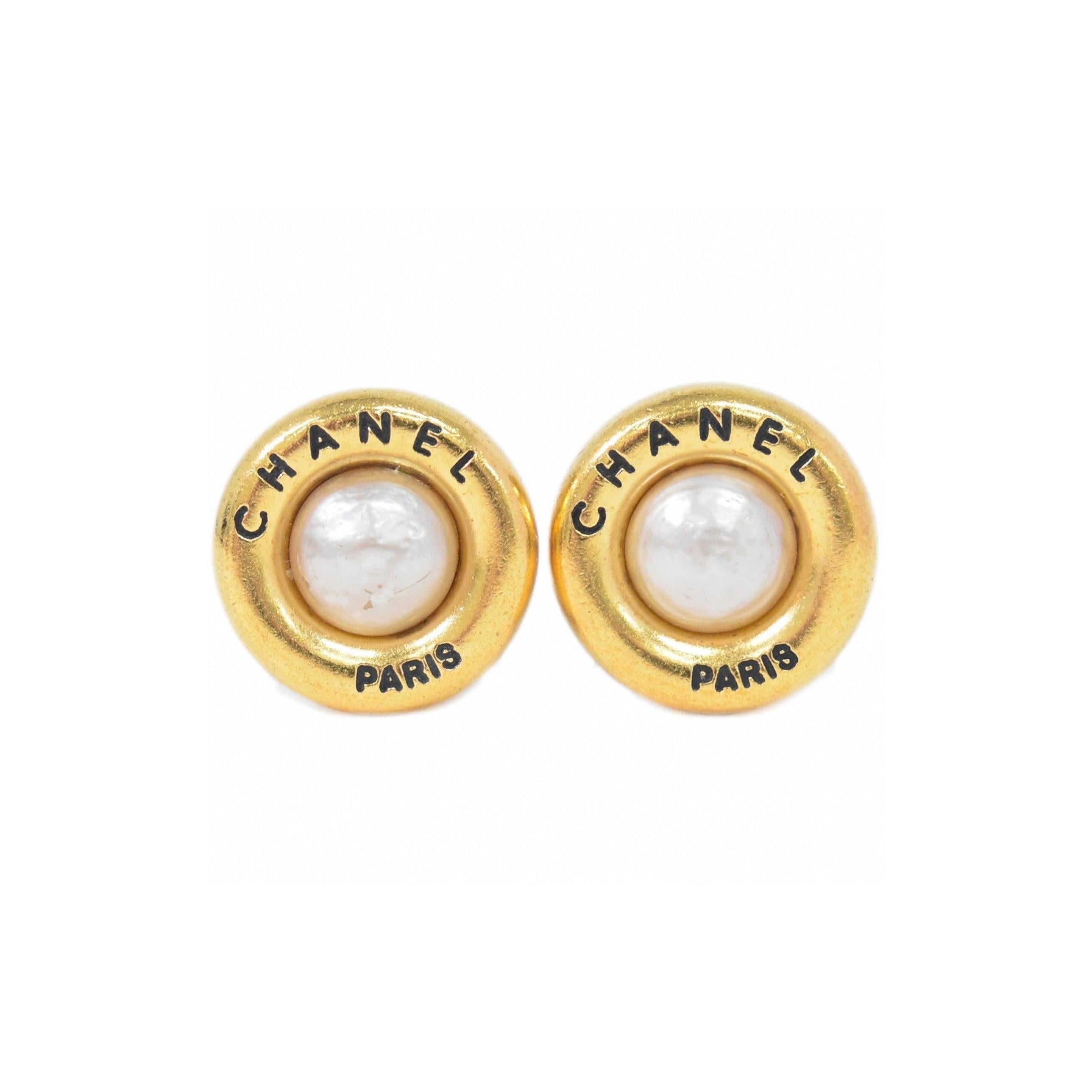 Chanel CC Hoop Clip-On Earrings Crystal Embellished Metal Product Image