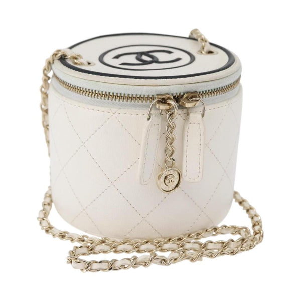 Chanel CC Round Vanity Case with Chain Quilted Lambskin Mini