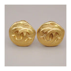 Chanel Vintage CC Round Clip-On Earrings Metal Small
