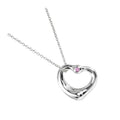 Tiffany & Co. Elsa Peretti Open Heart Pendant Necklace Sterling Silver with Pink Sapphire 16mm