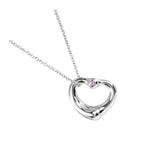 Tiffany & Co. Elsa Peretti Open Heart Pendant Necklace Sterling Silver with Pink Sapphire 16mm