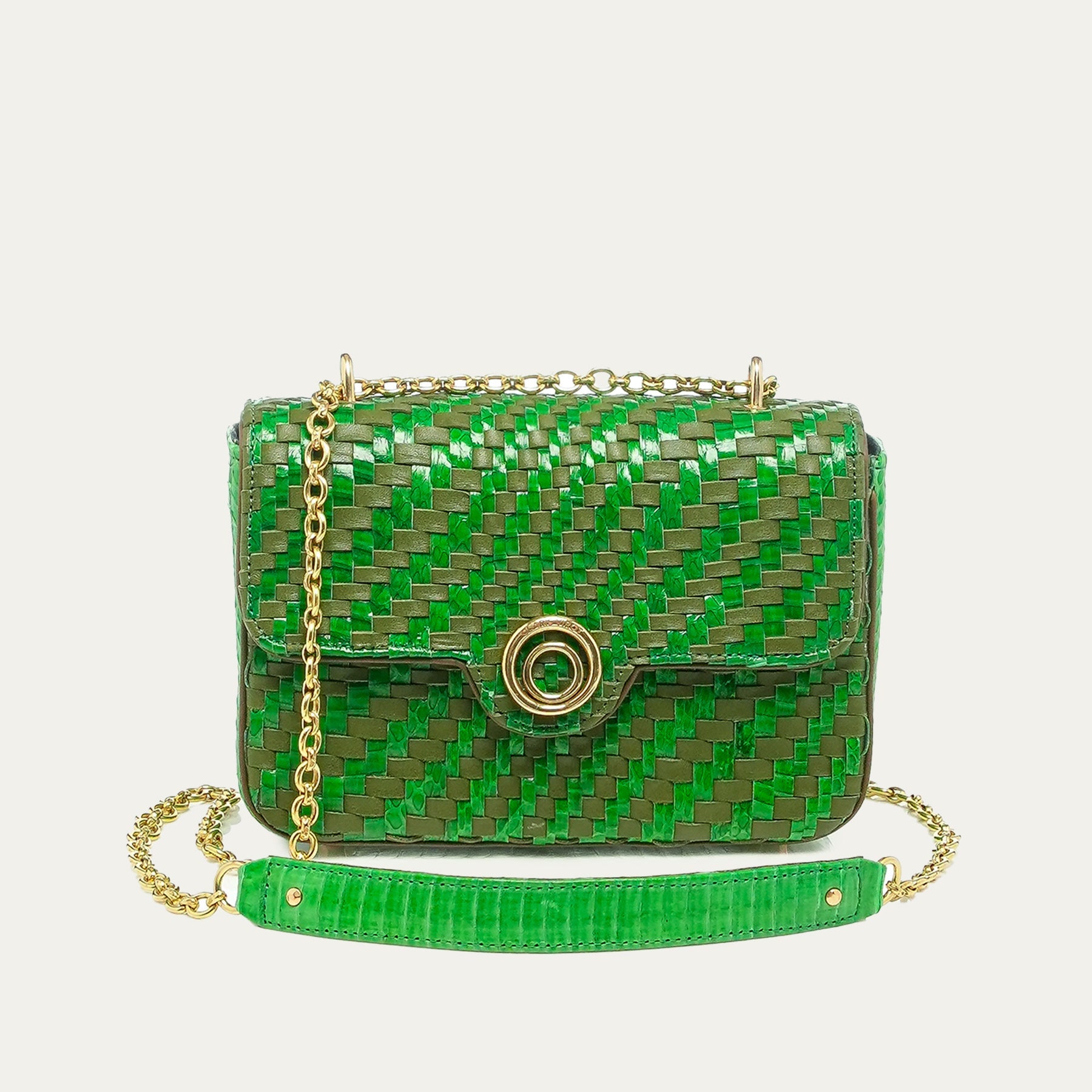 Sac Ava Medium Cuir Tressé Romarin