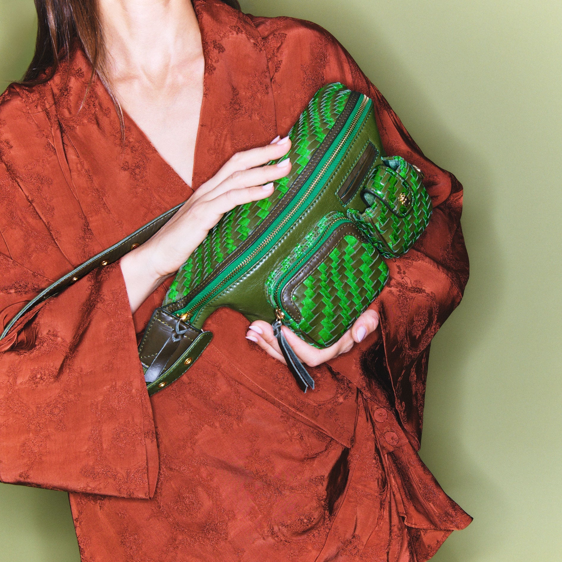 Sac Banane Roméo Cuir Tressé Romarin