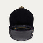 Sac Cuir Victoria Nappa Noir et Rivets en Nacre