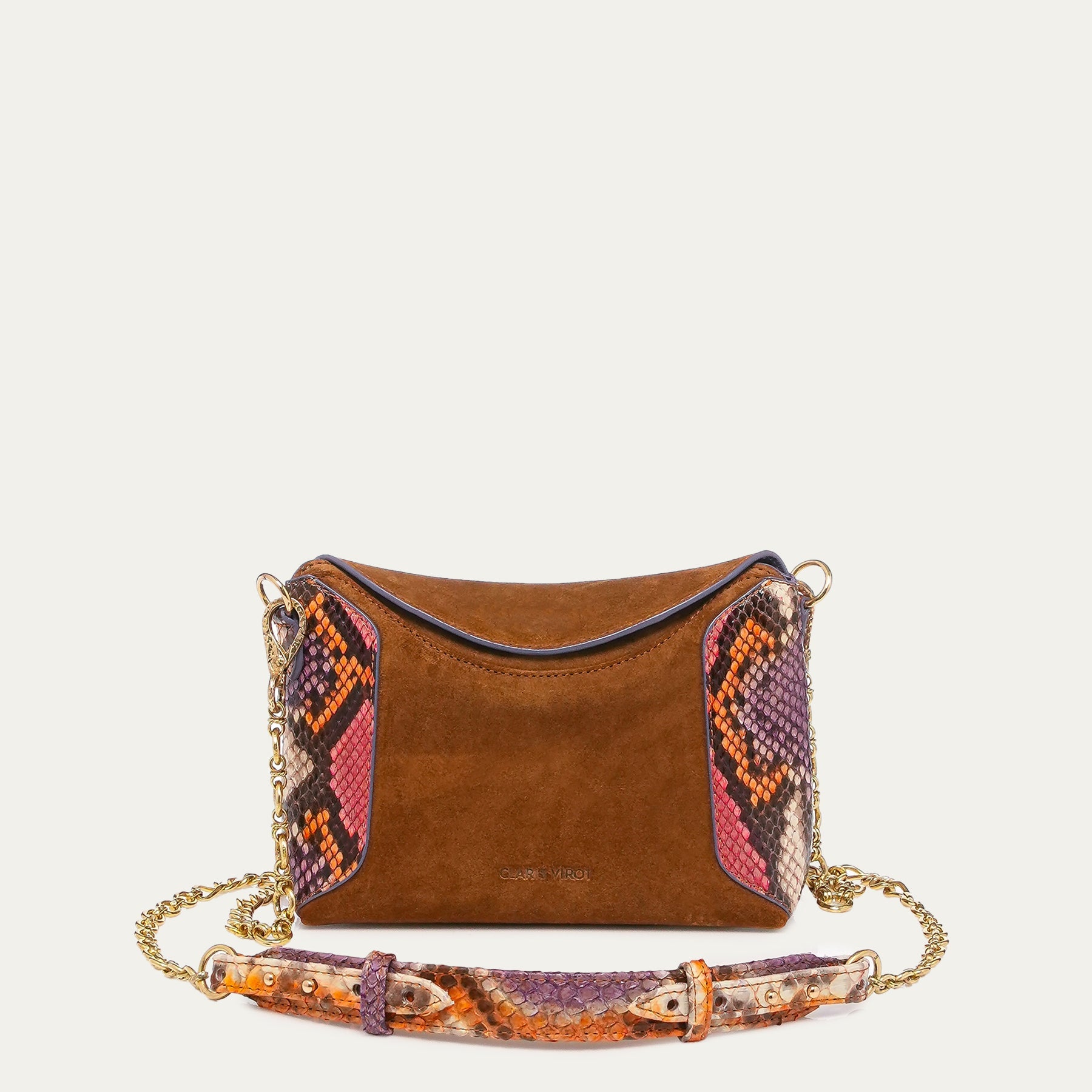 Sac Mini Gaia Python et Cuir Mix Tabac Rosavande